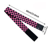 Black and pink checkered adjustable lace headband for wigs and scarves