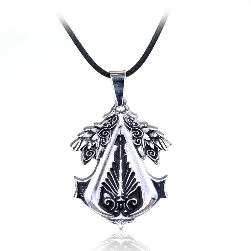 Stainless steel pendant necklace featuring an Assassin's Creed themed design with intricate detailing.