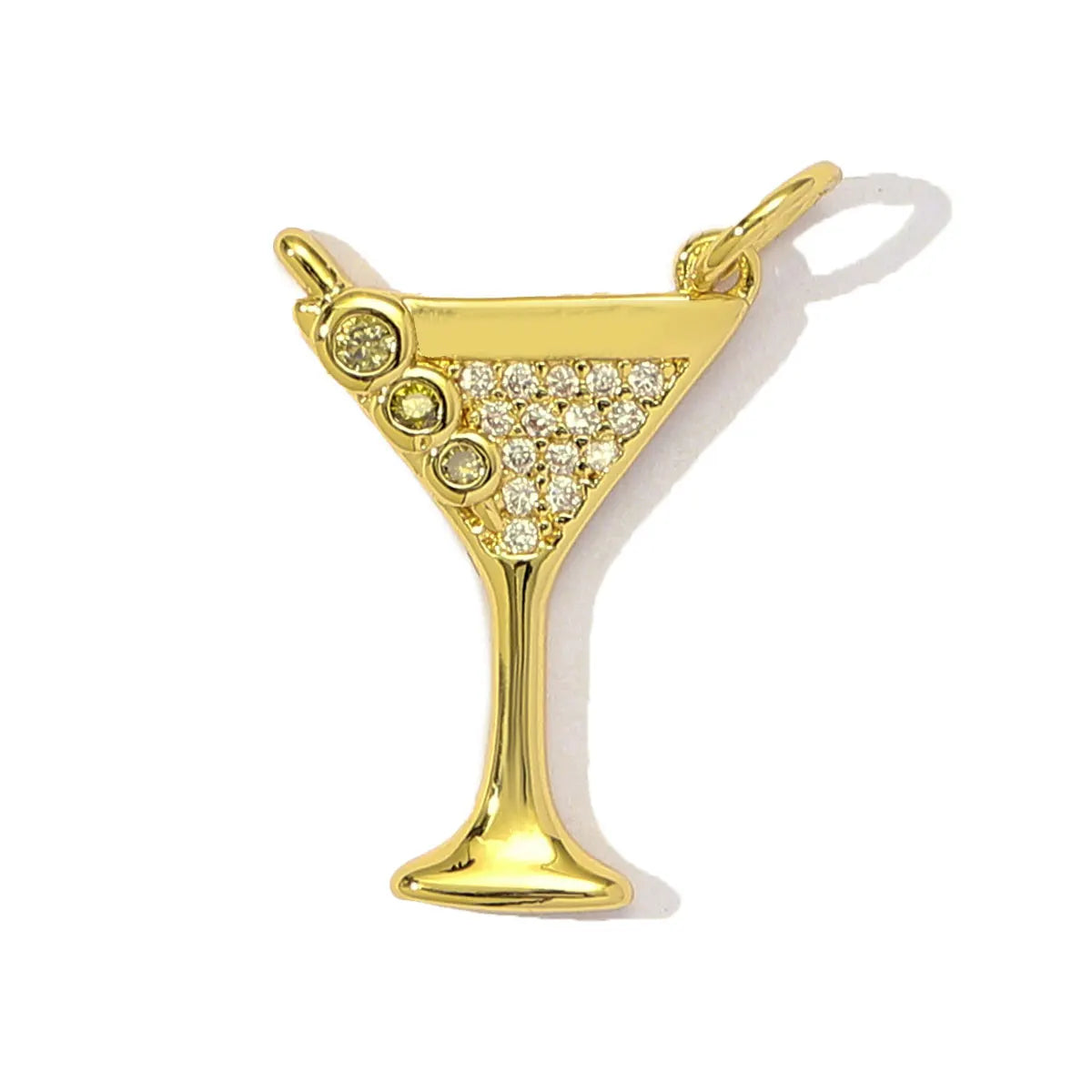 Ensemble de charms de bijouterie en verre triangulaires ton or avec de petits accents ronds