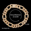Gold crystal Cuban link anklet bracelet with a textured finish and a 23.2cm circumference.