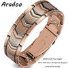 A bronze-colored leather strap bracelet featuring a textured metal design and magnetic closures.