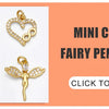 Mini cute fairy pendant featuring gold plated charms including a heart, a swirling design, and a sun motif.