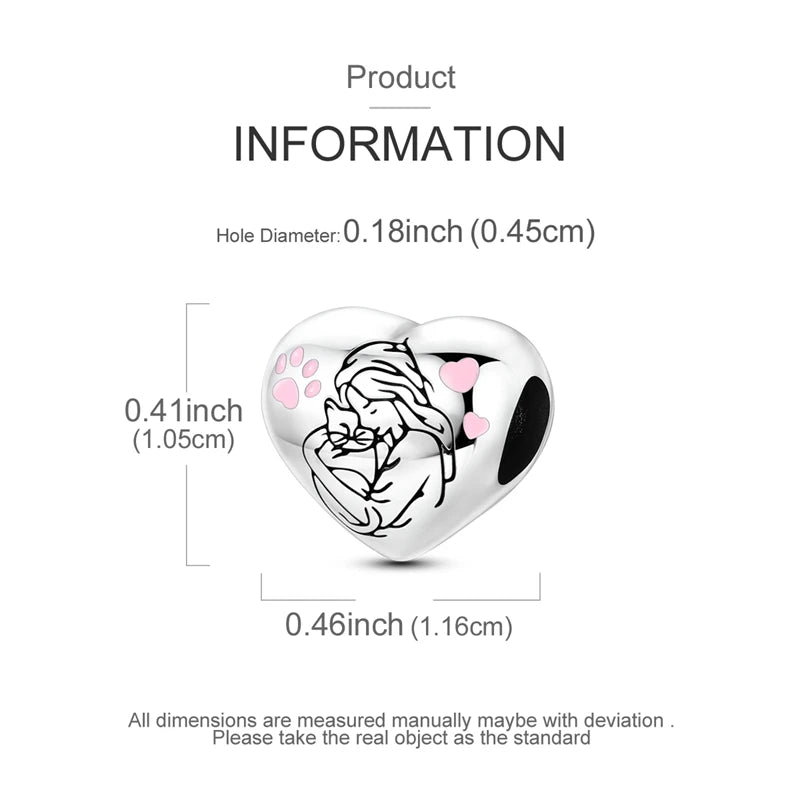 A sterling silver heart-shaped charm with a hole diameter of 0.18 inch and dimensions of 0.41 inches.