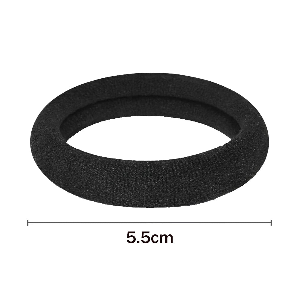 Black seamless hair ties for ponytail holders, circular elastic band.