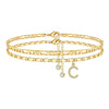 Gold plated initial letter anklet featuring a chain and a charm letter C