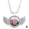 Colgante de collar con charm divertido de cerdo y alas de ángel con retrato y texto de aceptación
