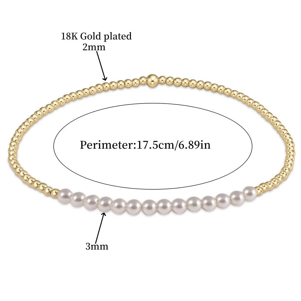 Bracelet perles plaqué or avec 2mm de largeurs et un périmètre de 17,5 cm.