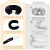 Vergleich: Schwarzes Stoffhaaraccessoire und silbernes Satin-umwickeltes Haarstäbchen.