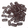 A collection of dark brown precision snap hair extensions for bangs.