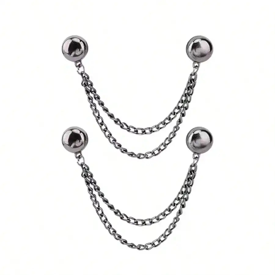 Silver multi-function magnetic clothing clips with chain attachments