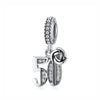 A silver family tree charm jewelry piece featuring the number 50.