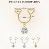 Gold heart dangle non-piercing nipple rings with cubic zirconia and a matching pair.