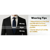 Diagram showing correct and incorrect ways to wear an elegant men's tie clip on a shirt.