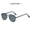 Black-grey classic metal frame square sunglasses shown against a white background.