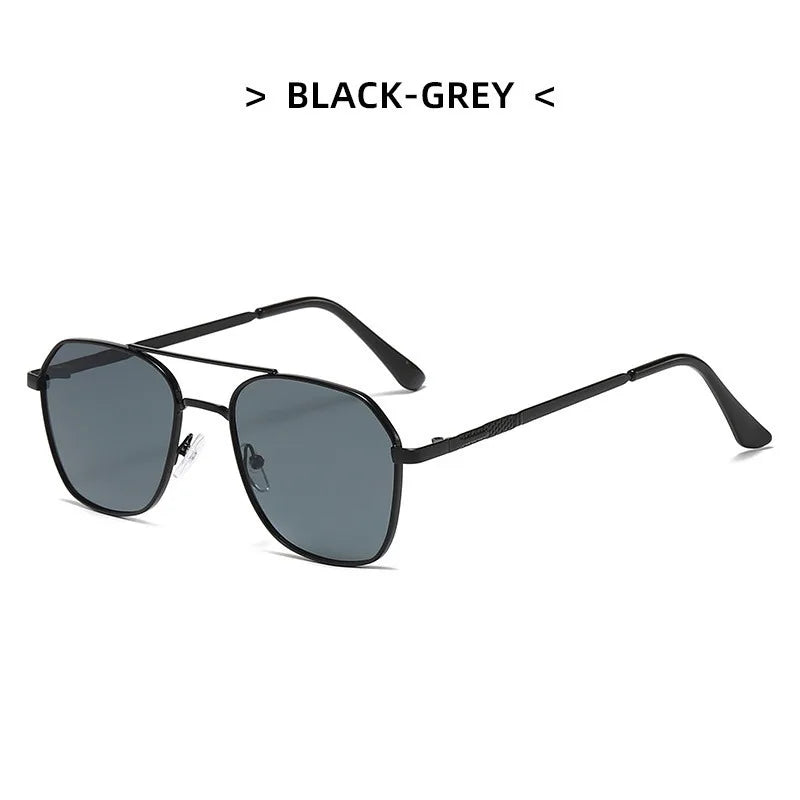 Black-grey classic metal frame square sunglasses shown against a white background.