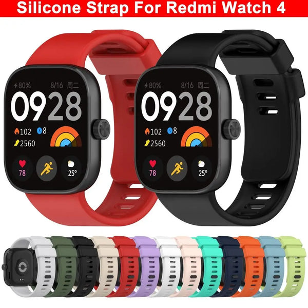 أحزمة بديلة سيليكون حمراء وسوداء لساعات Redmi Watch 4 الذكية