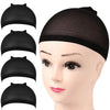 Black high elasticity wig caps and hair netting displayed on a mannequin head.