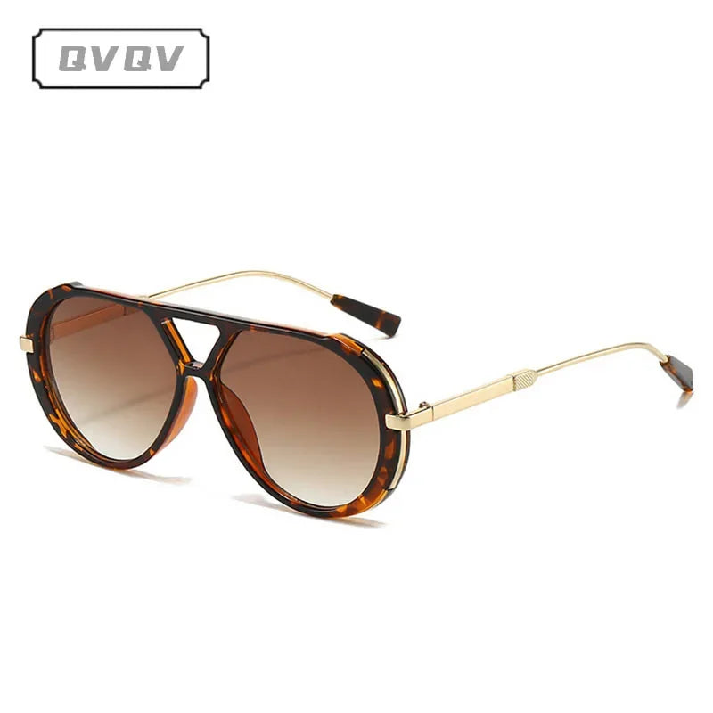 Braune Farbverlauf-Sonnenbrille mit goldfarbenen Metallrahmen
