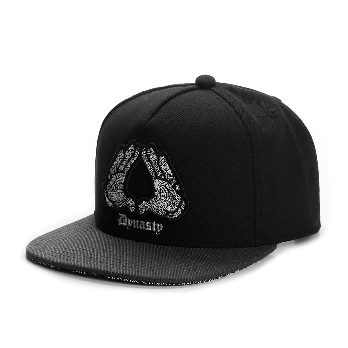 Black unisex adjustable snapback cap featuring a silver or white stylized eagle design on the front.