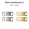 A pair of silver and gold diamond shoe charms and laces combination set.