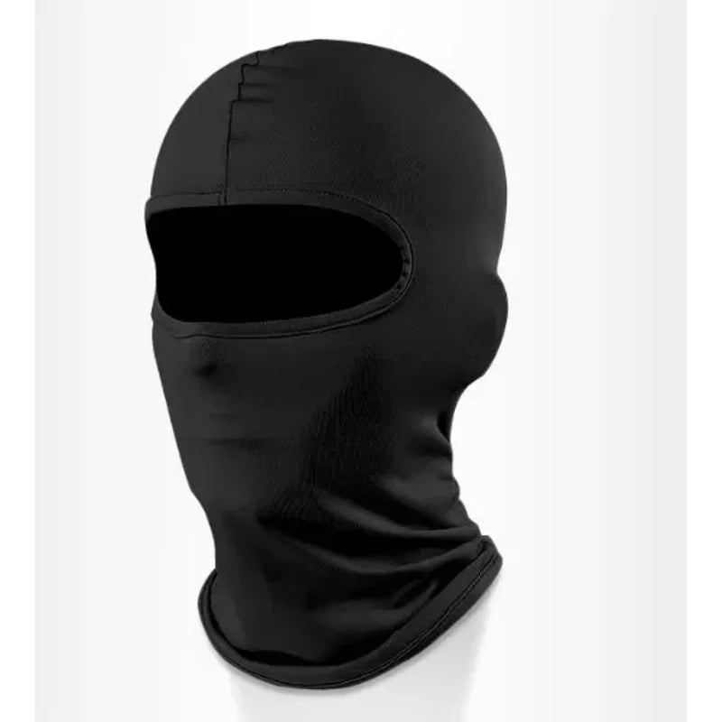 Balaclava de refroidissement tactique noire, col montant, vue rapprochée