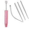 A set of titanium piercing tools including a nose stud and various piercing needles.