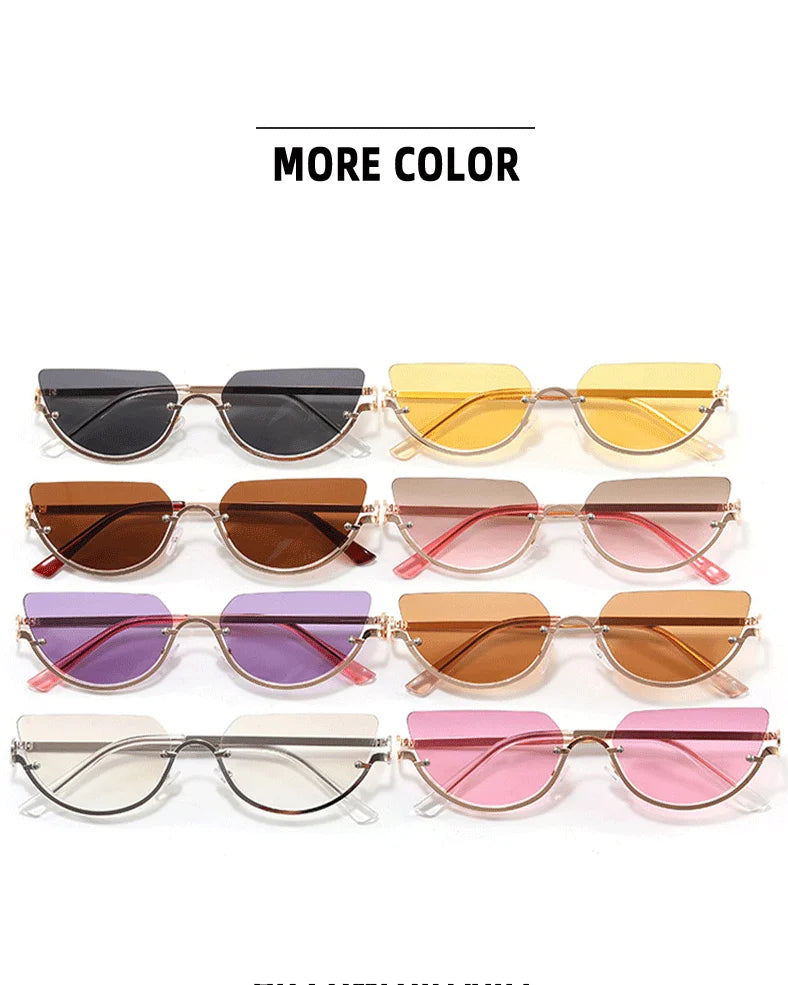 Collection de lunettes à œil de chat vintage classiques dans diverses couleurs : noir, or, marron, violet et rose.