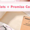 Pinky promise love knot bracelets and a promise card set displayed on a light background.
