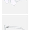 Clear plastic anti-blue light reading glasses with thin metal frames shown in two views.
