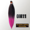 A bundle of long, pre-stretched Kanekalon braiding hair extensions in a dark gray and pink ombre color.