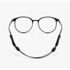 Black universal adjustable eyewear retainer strap with round frames