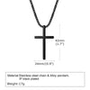 Collar de cruz de acero inoxidable negro con cadena y dije de aleación, mide 42mm de largo.