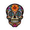 Colorful Mexican skull enamel pin brooch featuring vibrant flowers and intricate details.