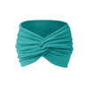 Teal fabric headband tied in a knot for yoga or sports