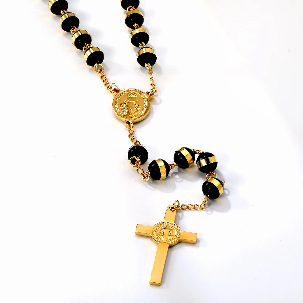 Stainless Steel Virgin Mary Cross Necklace with Extender Chain