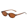 Brown tinted retro oval frame sunglasses viewed from the front