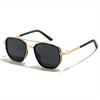 Vintage polarized square sunglasses with black lenses and gold-toned metal frames
