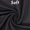 A close-up of a soft black fabric texture with the word Soft displayed above it.