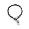 Black leather metal heart anklet for summer beach footwear