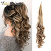 Long, wavy blonde hair extensions shown in a loose ponytail