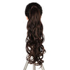 A dark brown, long hair extension styled in a voluminous, cascading wrap-around ponytail.