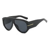Black retro oval sunglasses with a gold accent detail