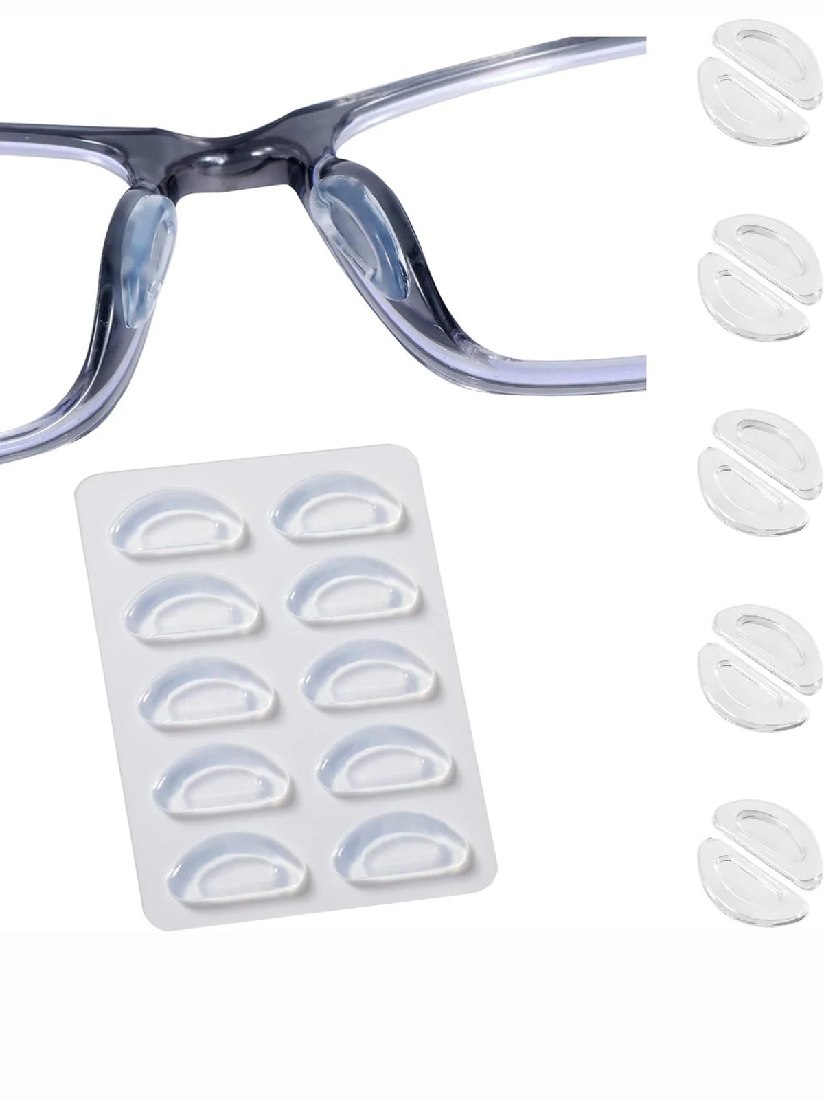 Puntas anti-resbalar de silicona para gafas en diversas formas y tamaños.