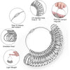 A set of stainless steel rings and a mandrel tool for sizing rings.