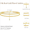 14K gold plated layered anklets featuring a lobster clasp and extender chain.