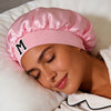 Personalized Letter Print Satin Hair Cap