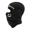Mascarilla facial balaclava negra con el texto Shiesty y un diseño de calavera goteando