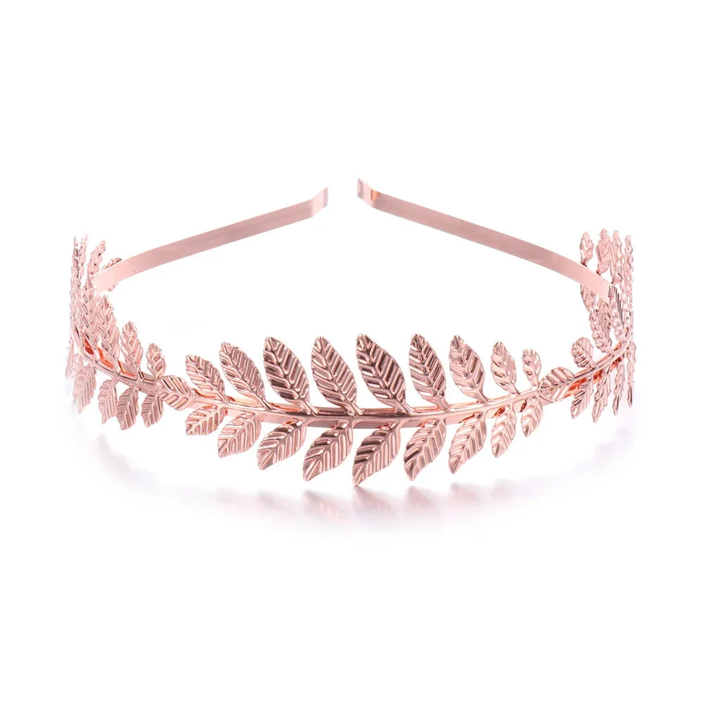 Rose gold leaf headband for bridal or party decoration