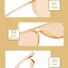 Gros plans de lunettes de pilot vintage en métal, montrant la charnière, le support du nez et les branches.