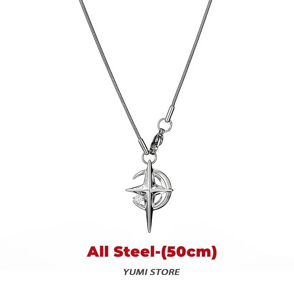 Silberner Mondstern-Anhänger mit dünner Kette.